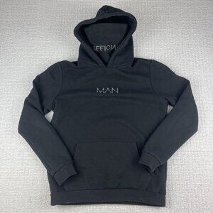 Boohoo Man Hoodie with Built in Snood Black Men Size Small (Read)
